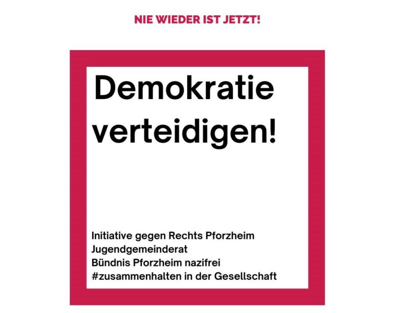 Kundgebung gegen Rechts am Samstag in Pforzheim